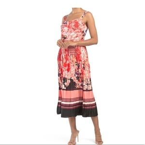NWT Dalia MacPhee Floral Printed Pink Dress Pleated b2
